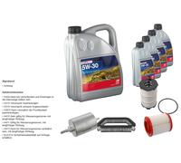 Febi Controllo Set 9L Longlife Plus 5W-30 per Audi A8 4E_4.2 FSI Quattro