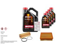 FEBI Controllo Set 9L MOTUL 8100 X-CLEAN 0W-30 Per Audi A4 Cabriolet 3.2 FSI