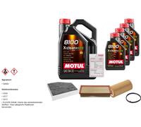 Febi Controllo Set 9L Motul 8100 x-Pulire 0W-30 per Audi A3 Sportback 2.0 FSI