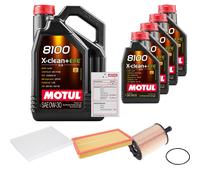 Febi Controllo Set 9L Motul 8100 x-Pulire 0W-30 per Seat Altea Toledo II 2.3