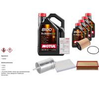 Febi Controllo Set 9L Motul 8100 x-Pulire 0W-30 per VW Multivan Di V 3.2
