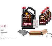 Febi Controllo Set 9L Motul 8100 x-Pulire 0W-30 per VW Multivan V Per 3.2