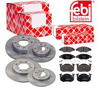 Febi Dischi Freno Pieno Frontale+Posteriore+Pastiglie Freno per Peugeot 206