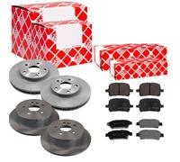 Febi Dischi Freno Ventilato Anteriore + Post + Pastiglie per Auto Toyota Previa