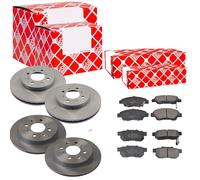 Febi Dischi Freno Ventilato Anteriore+Posteriore+Pastiglie per Honda Jazz IV