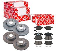 Febi Dischi Freno Ventilato Anteriore+Posteriore+Pastiglie per VW Touran V