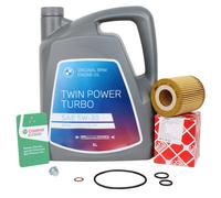 Febi Filtro Olio + 5L BMW per 1er E81 E87 3er E46 E90 5er E60 E61 X1 E84 X3 Z4