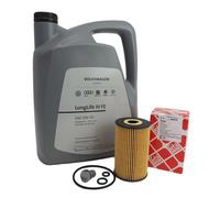 Febi Filtro Olio + Vite + 5L VW 0W30 Per Audi Seat Skoda VW Golf 1.9 2.0 TDI
