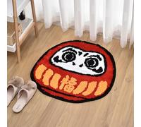 Feblilac Tappeto da bagno giapponese Daruma, tappetino da bagno con divertente anime giapponese, regalo per gli amanti della cultura giapponese, 60 x 60 cm