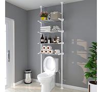 Feblomst Scaffale portaoggetti a 4 ripiani sopra il WC, organizer da bagno regolabile da 11,5 a 2,5 m, ripiani in metallo resistente sopra dietro il WC, scaffalatura salvaspazio per stanze piccole