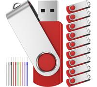 FEBNISCTE Chiavetta USB 32 GB Penna Memoria 10 Pezzi Pennette USB Rosso | Girevole Pen Drive 32GB Economica Portatile Chiave Usb 2.0-Metallo Pennina 32 Giga Chiavette Regalo Natalizio Pendrive