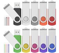 FEBNISCTE Chiavetta USB,4 GB Pen Drive 10 Pezzi Multicolore Pennette 2.0 Penna 4GB USB Giratorio PenDrive Memoria, Chiave Set Chiavette Pennine con Cordicella Regalo per Parenti