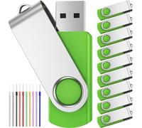 FEBNISCTE Rotate - Chiavette USB portatili da 1 GB, in metallo, 1 GB, colore: verde, 1 GB, chiavetta USB 2.0 FEBNISCTE Rotate con corde da polso