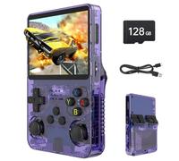 Febotak R36S - Console da gioco retrò portatile con schermo IPS da 3,5", 128 GB di memoria, oltre 40.000 giochi, basato su LINXU Open Source ARKOS, batteria da 3500 mAh (Viola)