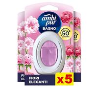 Febreze Ambi Pur Bagno, Profumatore Per Ambienti Ad Azione Continua Eliminazione E Prevenzione Degli Odori, 5 Pezzi