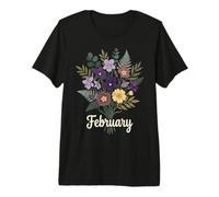 February Birth Flower Violet & Primrose Floral Birthday Maglietta Premium