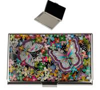 February Mountain Custodia per biglietti da visita in madreperla, regalo tradizionale coreano, sottile supporto in metallo per carte di credito e biglietti da visita, portafoglio tascabile