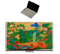 February Mountain Custodia per biglietti da visita in madreperla, regalo tradizionale coreano, sottile supporto in metallo per carte di credito e biglietti da visita, portafoglio tascabile