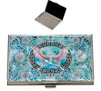 February Mountain Custodia per biglietti da visita in madreperla, regalo tradizionale coreano, sottile supporto in metallo per carte di credito e biglietti da visita, portafoglio tascabile