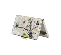 February Mountain Custodia per biglietti da visita in madreperla, regalo tradizionale coreano, sottile supporto in metallo per carte di credito e aziendali, portafoglio tascabile, protezione con