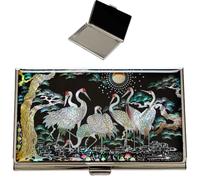 February Mountain Custodia per biglietti da visita in madreperla, regalo tradizionale coreano, sottile supporto in metallo per carte di credito e biglietti da visita, portafoglio tascabile