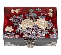 February Mountain Piccolo portagioie in madreperla con coperchio a specchio, organizer per gioielli, orecchini, collane, anelli, braccialetti e accessori, idea regalo per le donne che hanno tutto