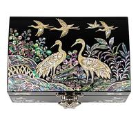 February Mountain Piccolo portagioie in madreperla con coperchio a specchio, organizer per gioielli, per orecchini, collane, anelli, braccialetti e accessori, idee regalo per donne che hanno tutto