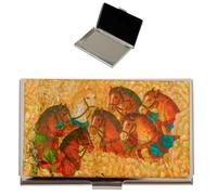 February Mountain Porta biglietti da visita in madreperla, design coreano con otto cavalli, elegante custodia per biglietti da visita per uomini e donne, regalo ispiratore per promozione, ufficio