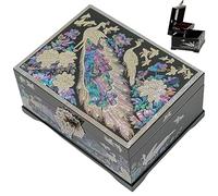 February Mountain Portagioie in madreperla pavone,Produzione in legno,Interno in velluto a due strati,Coperchio a specchio,Arte coreana fatta a mano,Regalo di San Valentino e festa della mamma