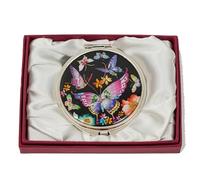 February Mountain Specchio compatto in madreperla, doppio ingrandimento, regalo per donne, mamma, sorella, idea regalo per compleanno o Natale (1, farfalla colorata su sfondo nero)