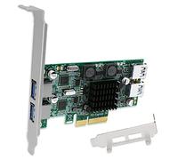FebSmart - Adattatore per scheda PCI Express (PCIe) a 4 porte USB 3.0, 2 canali dedicati da 5 Gbps, larghezza totale 10 Gbps, tecnologia autoalimentata, senza bisogno di alimentazione aggiuntiva (FS-2C-U4-Pro)