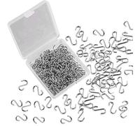 FEBSNOW 250 mini ganci a S da 1,4 cm per appendere connettori a scatto piccoli ganci in metallo a forma di S kit di filo per artigianato fai da te con scatola portaoggetti appendiabiti ornamentali per