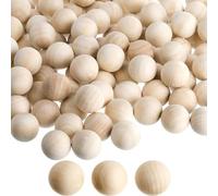 Febsow Palline di legno naturale da infilare, sfere di legno con foro, perline di legno, rotonde per fai da te, decorazioni per gioielli, bracciali, collane, vermi portafortuna