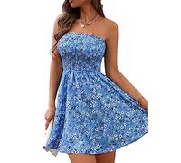 FECAFO Mini abito a fascia a righe colorate senza spalline da donna estivo senza schienale a tubo vestito da spiaggia copricostume corto prendisole, Come Mostra1, M