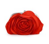 Fecialy Donna Borsa da sera Borsellino in raso floreale con catena Rose Pattern Purse Party Prom Handbags