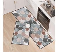 Fecialy Set di tappetini da cucina 2 pezzi Tappeti da cucina con supporto in silicone addensato antiscivolo e assorbenti lavabili per cucina, sala da pranzo, ingresso, 40x60cm + 40x120cm