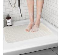 Fecialy Tappetino da Doccia Antiscivolo 70x40 cm Tappetino da Bagno con Ventose Tappetino Doccia con Cuscino Massaggiante Tappetino per Piatto Doccia Rettangolare Antiscivolo,Bianco