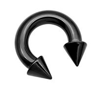 FECTAS PA Anello Principe Alberto Piercing Filettato Internamente Barbells Circolare Ferro di Cavallo Spike 12G 12mm Acciaio Chirurgico Corpo Gioielli per Uomini Donne Nero