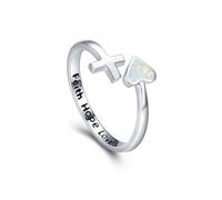 Fede Amore Speranza Posso fare qualsiasi cosa Anello Anello in Argento Sterling 925 Opale Anello Anello Regolabile Delle Signore Ragazze Donne, Verstellbar, Argento sterling, Opale