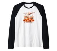 Fede Autunnale della Zucca Autunnale per Gesù Non Lascia mai Maglia con Maniche Raglan