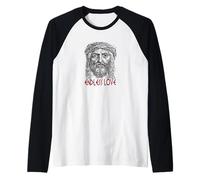 Fede Camicia Gesù Cristo Senza Fine Amore Cristiano Religione Maglia con Maniche Raglan