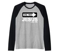 Fede Cristiana a Senso Unico Gesù Giovanni 14:6 Maglia con Maniche Raglan