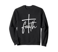 Fede Croce Cristiana Scrittura a Mano Stile Religioso Tipografia Felpa