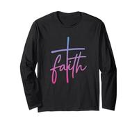 Fede Croce Cristiana Scrittura a Mano Stile Religioso Tipografia Maglia a Manica