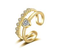 Fede da donna semplice gioielli donna 14 carati Moissanite cuore con pietra preziosa per la sorella per moglie del Ringraziamento, 52.5, Oro giallo 14 carati, Moissanite