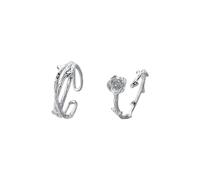 Fede da uomo in argento, anello da uomo 925 spine e rosa, regolabile, idea regalo per donna compleanno, Ajustable, Argento 925/1000, Senza Gemme