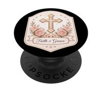 Fede E Grazia Croce Cristiana Signore Gesù Cristo Donna Ragazza PopSockets PopGrip Adesivo