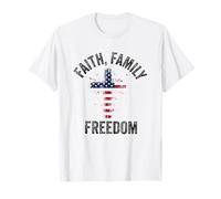 Fede Famiglia libertà Bandiera Americana patriota USA Christian Maglietta