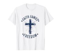 Fede Famiglia libertà Bandiera Americana patriota USA Christian Maglietta