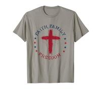 Fede Famiglia libertà Bandiera Americana patriota USA Christian Maglietta